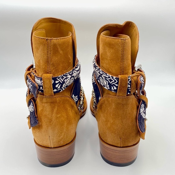 Amiri NIB suede cowboy bandana boots 43 1/2 in cognac - Picture 8 of 8